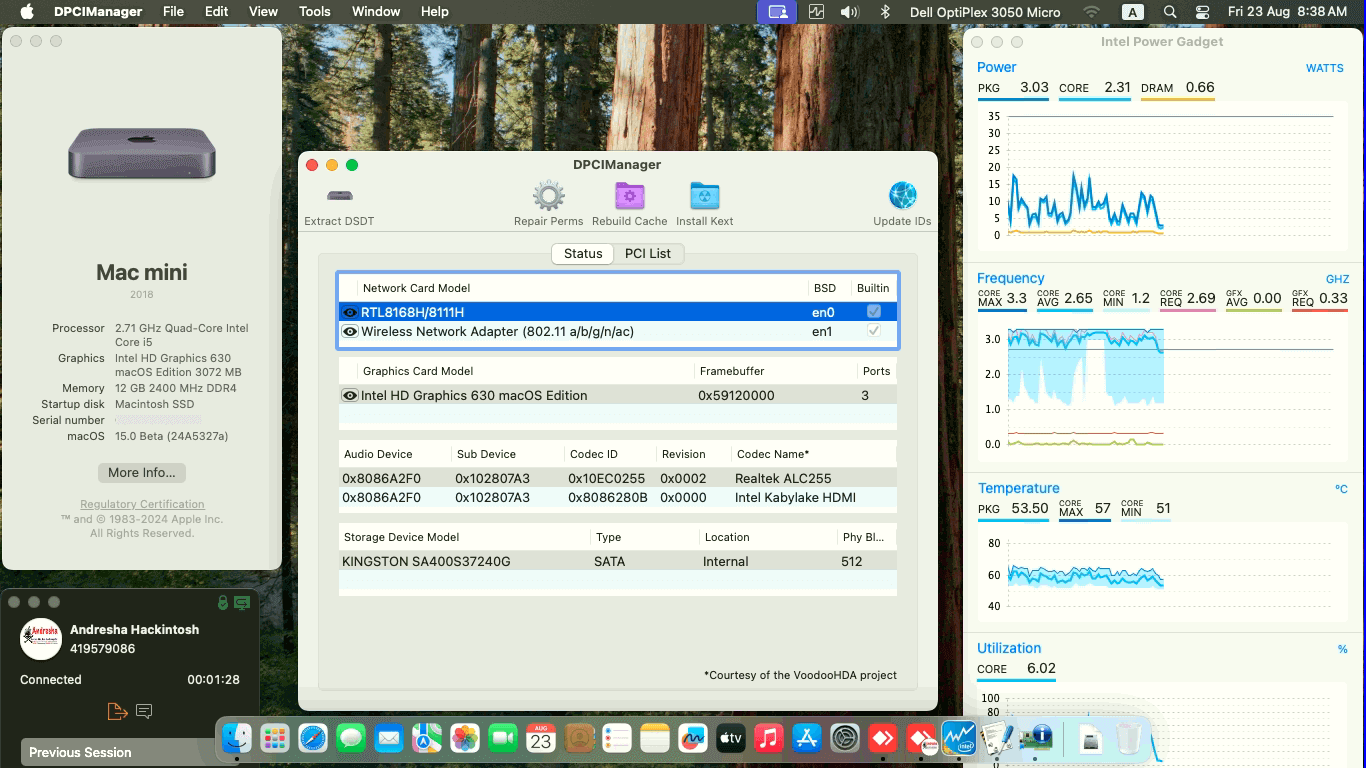 Success Hackintosh macOS Sonoma 15.0 Build 24A5327a in Dell Optiplex 3050 Micro